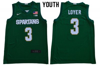 Youth Michigan State Spartans NCAA #3 Foster Loyer Green Authentic Nike Stitched College Basketball Jersey FY32U44BU